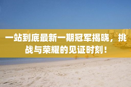 一站到底最新一期冠軍揭曉，挑戰(zhàn)與榮耀的見證時刻！