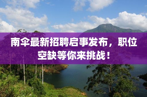 南傘最新招聘啟事發(fā)布，職位空缺等你來(lái)挑戰(zhàn)！
